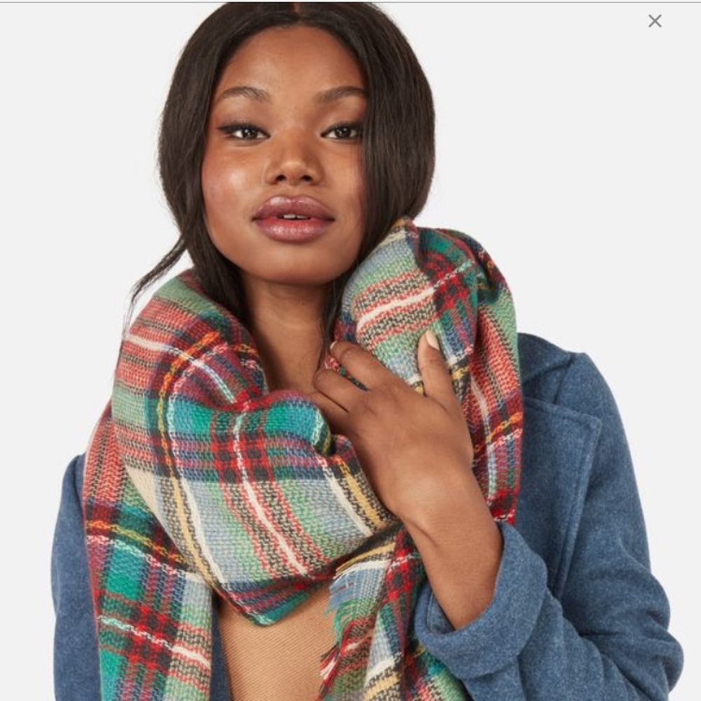 Multi Plaid Blanket Scarf